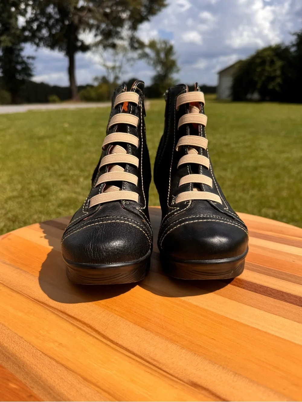 Ladies Bernie Mev Black Wedge Ankle Boots